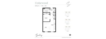 An apartment floor plan at Solis at Jackson Station in Salt Lake City, Utah.