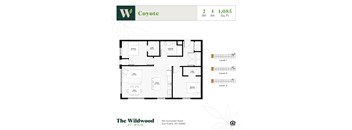 An apartment floor plan for The Wildwood at Main.