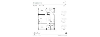 An apartment floor plan at Solis at Jackson Station in Salt Lake City, Utah.