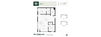 An apartment floor plan for The Wildwood at Main.