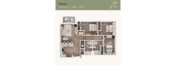 The Dune floor plan at Linden Village in Charlotte, NC.