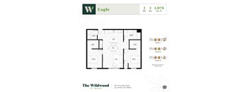 An apartment floor plan for The Wildwood at Main.