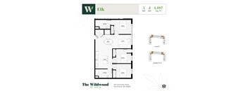 An apartment floor plan for The Wildwood at Main.