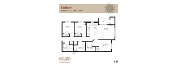 A three-bedroom floor plan named Ember at Virata in Maricopa, Arizona.