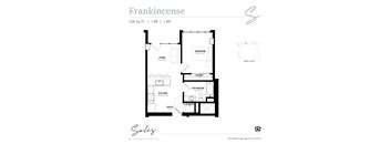 An apartment floor plan at Solis at Jackson Station in Salt Lake City, Utah.