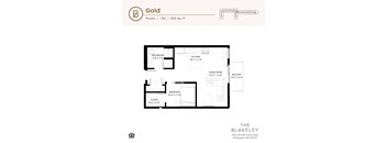 a floor plan of a studio apartment with a bedroom and a living room
