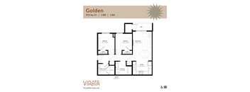 A two-bedroom floor plan named Golden at Virata in Maricopa, Arizona.