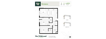 An apartment floor plan for The Wildwood at Main.