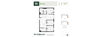 An apartment floor plan for The Wildwood at Main.