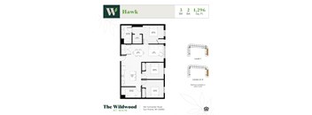 An apartment floor plan for The Wildwood at Main.