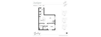 An apartment floor plan at Solis at Jackson Station in Salt Lake City, Utah.