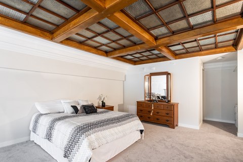 Bedroom at Carlton Lofts in Clouqet, MN.