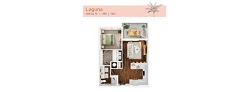 A top-down 3D view of the Laguna floor plan at The Karlyn of Naples in Naples, FL.