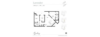 An apartment floor plan at Solis at Jackson Station in Salt Lake City, Utah.