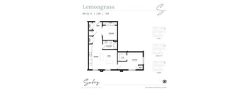 An apartment floor plan at Solis at Jackson Station in Salt Lake City, Utah.