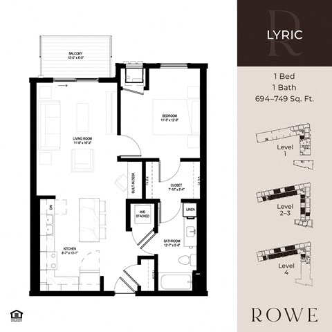 A floor plan for a home with a living room, dining room, kitchen, and bathrooms.