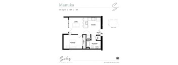 An apartment floor plan at Solis at Jackson Station in Salt Lake City, Utah.