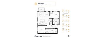 The Monet floor plan at Canvas Apartments in Minneapolis, MN.