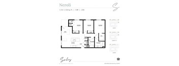 An apartment floor plan at Solis at Jackson Station in Salt Lake City, Utah.
