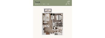 The Nook floor plan at Linden Village in Charlotte, NC.