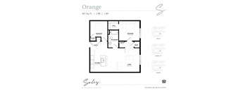 An apartment floor plan at Solis at Jackson Station in Salt Lake City, Utah.