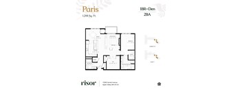 A floor plan of an apartment at Risor of Apple Valley.