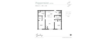 An apartment floor plan at Solis at Jackson Station in Salt Lake City, Utah.