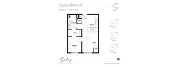 An apartment floor plan at Solis at Jackson Station in Salt Lake City, Utah.