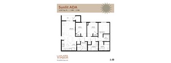 A three-bedroom floor plan named Sunlit ADA at Virata in Maricopa, Arizona.