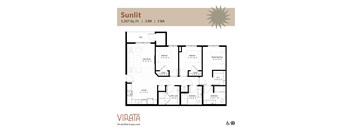 A three-bedroom floor plan named Sunlit at Virata in Maricopa, Arizona.