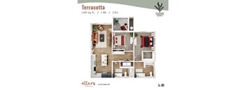A top-down 3D view of the Terracotta floor plan at Allers Landing in Austin, TX.