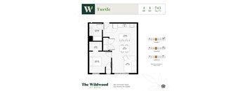 An apartment floor plan for The Wildwood at Main.