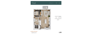 A top-down 3D view of the Vinyl floor plan at Wixby House in Austin, TX.