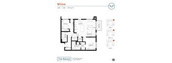 2 bedroom Willow floor plan at The Balsam on Broadway