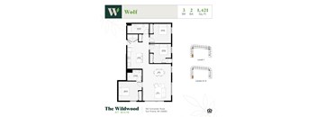 An apartment floor plan for The Wildwood at Main.