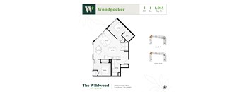 An apartment floor plan for The Wildwood at Main.
