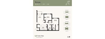 The Wren floor plan at Linden Village in Charlotte, NC.