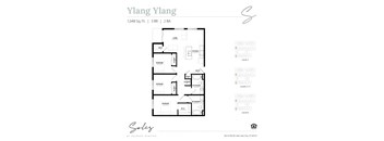 An apartment floor plan at Solis at Jackson Station in Salt Lake City, Utah.