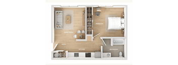 A diagram of a house layout with labeled rooms.