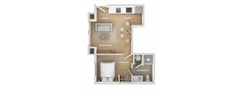 A diagram of a house layout with labeled rooms.