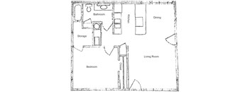a floor plan of a house with a living room and a dining room