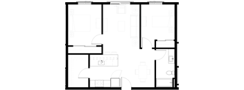 a floor plan of a house with a bedroom and a living room