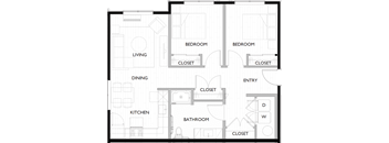 A black and white floor plan of a house with labeled rooms.
