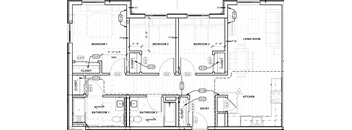 A black and white image of a floor plan for a house.