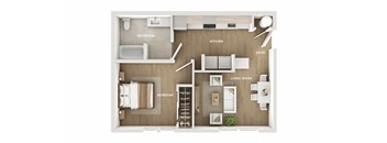 Beech Street Commons 1 Bedroom Floorplan Rendering