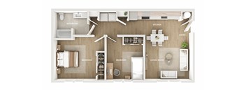 Beech Street Commons 2 Bedroom Floorplan Rendering