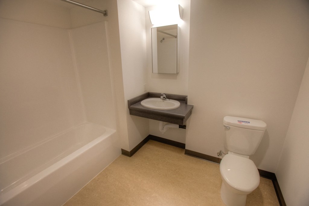 a bathroom with a toilet and a sink and a bath tub