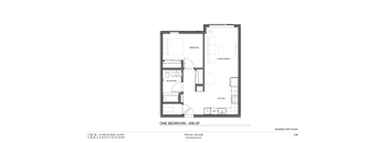 the typical floor plan of a 1 bedroom apartment