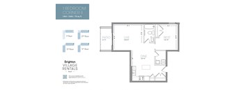 a floor plan of a unit with a bedroom and a living room