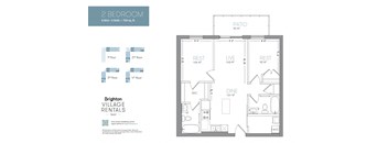 a floor plan of two bedrooms and a bathroom with a closet